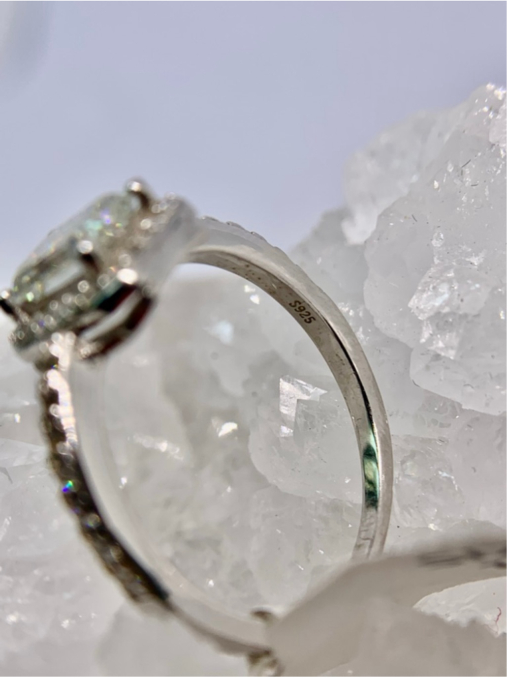 Emerald Cut Halo Moissanite Ring 925 Silver GRA 1 Ct - Picture 11 of 14